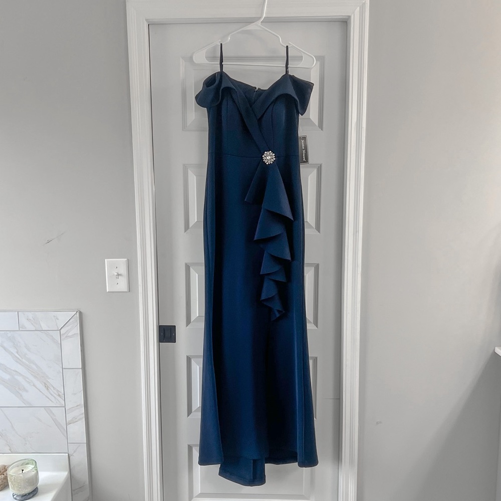 Navy blue floor length gown